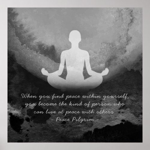 Yoga Instructor Meditation Pose Zen Symbol Quotes  Poster