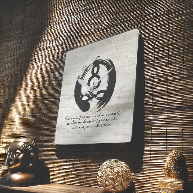Yoga Instructor Meditation Pose Zen Symbol Quotes Square Wall Clock (Creator Uploaded)