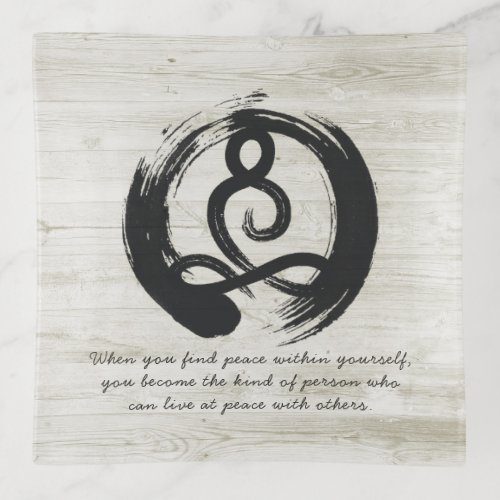 Yoga Instructor Meditation Pose Zen Symbol Quotes Trinket Tray