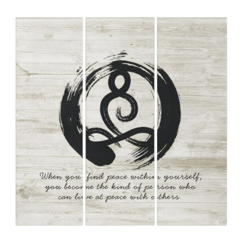 Yoga Instructor Meditation Pose Zen Symbol Quotes Triptych