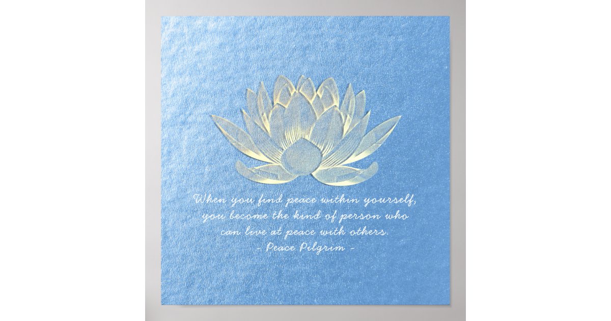 YOGA Instructor Meditation Quote Blue Gold Lotus Poster | Zazzle