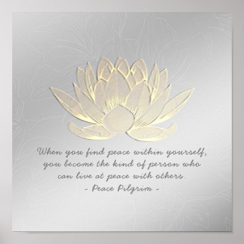 YOGA Instructor Meditation Quote Silver Gold Lotus Poster