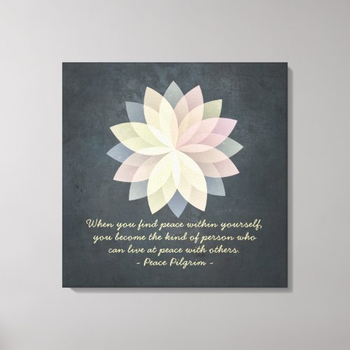 YOGA Instructor Meditation Quotes Lotus Mandala Canvas Print