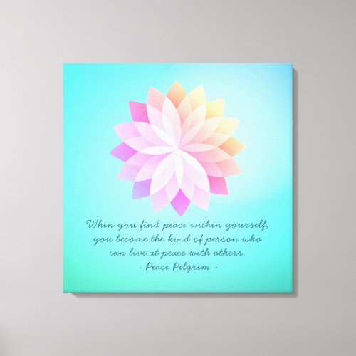 YOGA Instructor Meditation Quotes Lotus Mandala Canvas Print