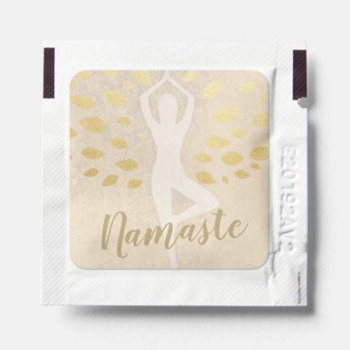 Yoga Instructor Meditation Tree Pose Gold Leaves Hand Sanitizer Packet