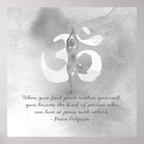 YOGA Instructor Meditation Tree Pose Om Sign Quote