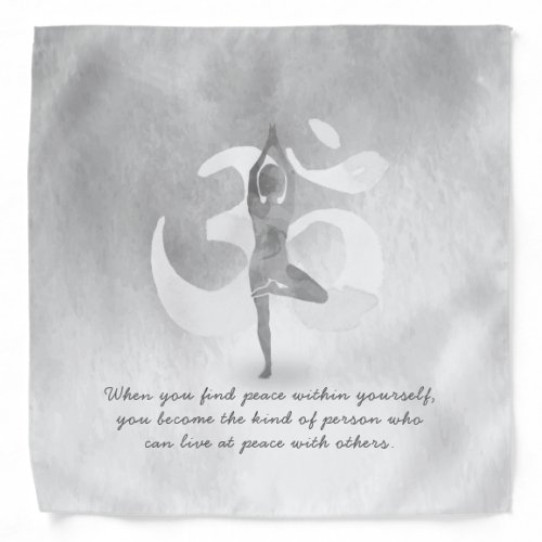 YOGA Instructor Meditation Tree Pose Om Sign Quote Bandana