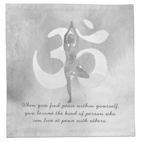 YOGA Instructor Meditation Tree Pose Om Sign Quote Cloth Napkin