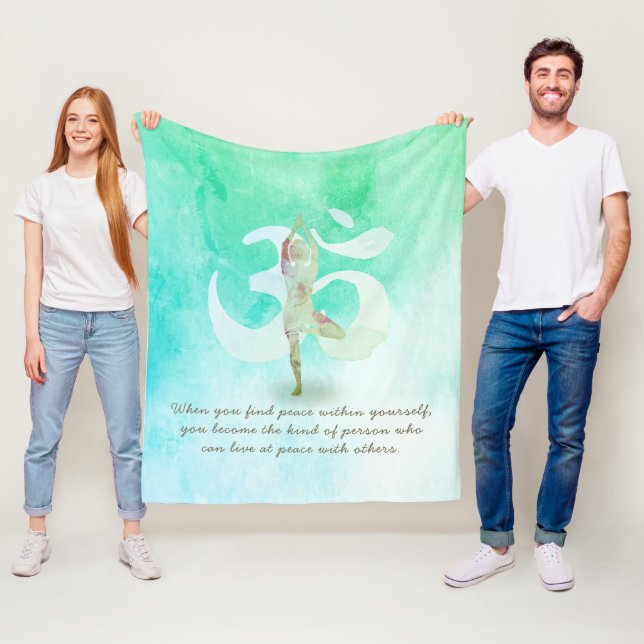 YOGA Instructor Meditation Tree Pose Om Sign Quote Fleece Blanket (In Situ)