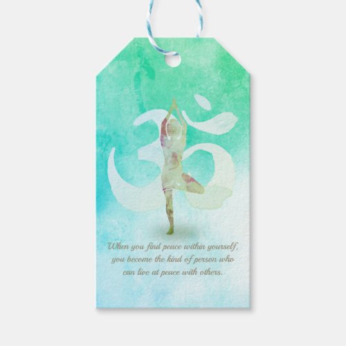 YOGA Instructor Meditation Tree Pose Om Sign Quote Gift Tags