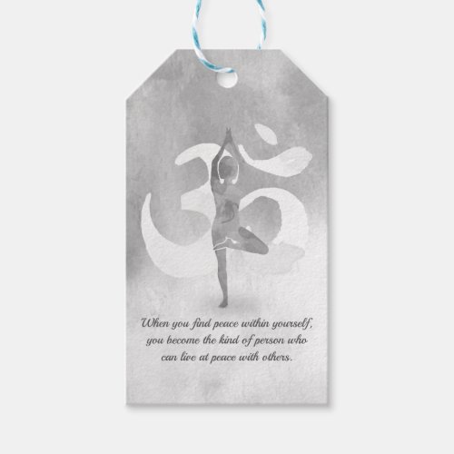 YOGA Instructor Meditation Tree Pose Om Sign Quote Gift Tags