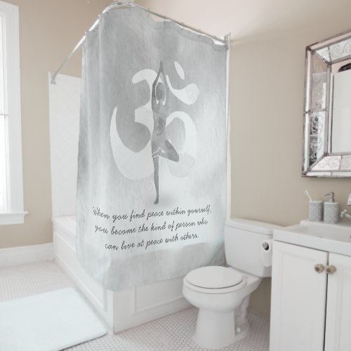 YOGA Instructor Meditation Tree Pose Om Sign Quote Shower Curtain