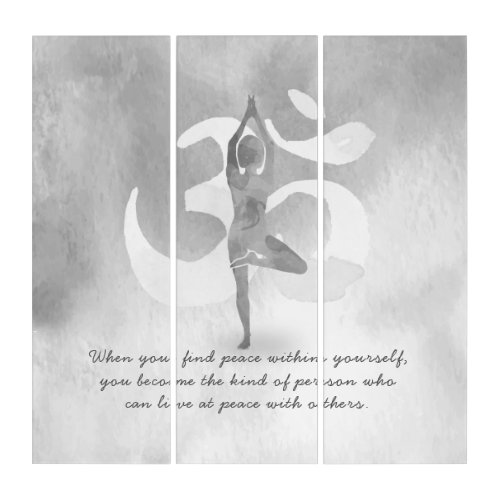 YOGA Instructor Meditation Tree Pose Om Sign Quote Triptych