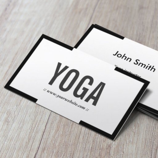 Customizable Bold Black Border Yoga Instructor Business Card