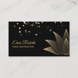 Yoga Instructor Modern Gold Lotus Flower Business Card