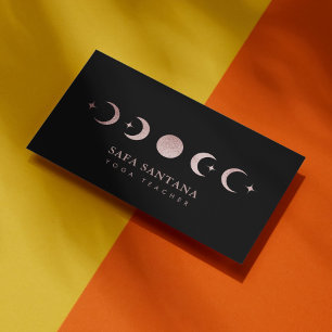 yoga instructor Moon Phases Rose Gold Glitter  Business Card