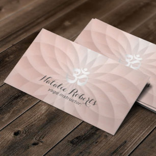 Yoga Instructor Om Logo Rose Gold Spiral Lotus Business Card