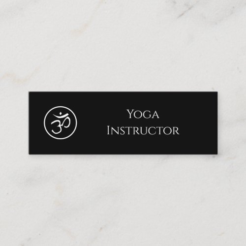 Yoga Instructor Om Symbol QR code Black Mini Business Card