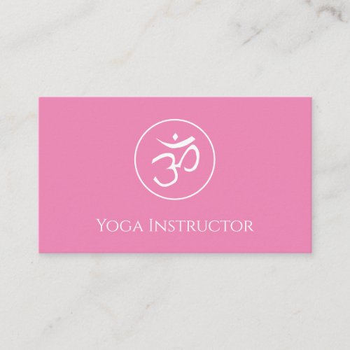 Yoga Instructor Om Symbol Simple Pink Business Card