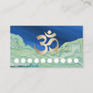 Yoga Instructor Om Symbol Turquoise & Blue Loyalty Card