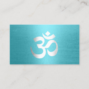 Yoga Instructor Om Typography Modern Turquoise Business Card