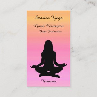 Yoga Instructor Orange Pink Sunrise Business Card