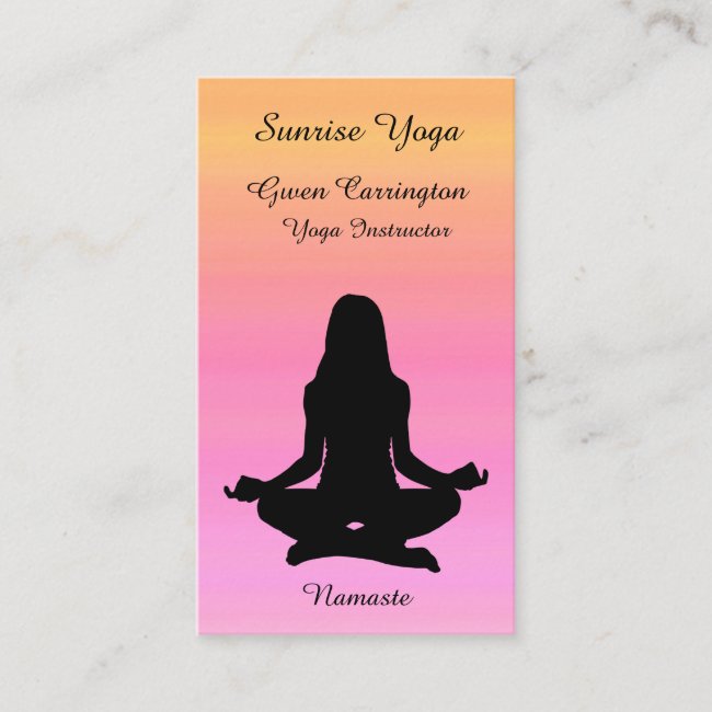 Yoga Instructor Orange Pink Sunrise Business Card