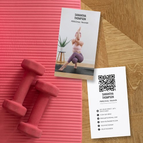 Yoga Instructor Personal Trainer Fitness Photo Business Card