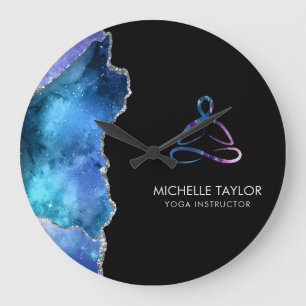 Yoga Instructor Pilates Fitness Modern Nebula Busi Large Clock