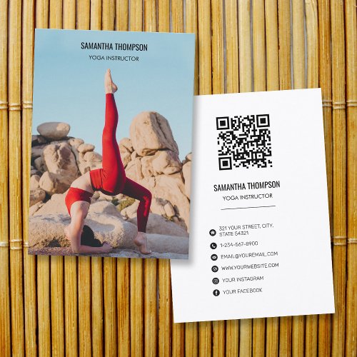 Yoga Instructor Pilates Trainer Fitness Photo Business Card