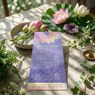YOGA Instructor Price List Gold Mandala Rack Card