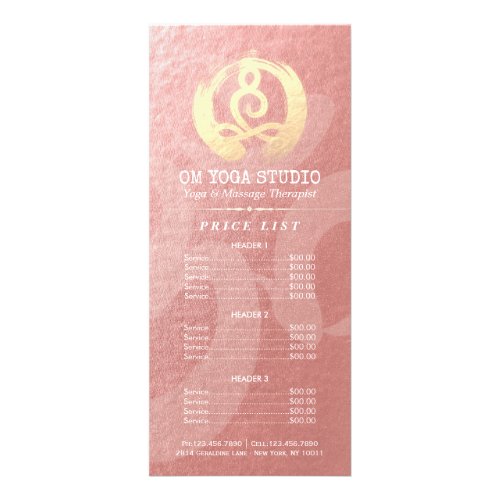 YOGA Instructor Price List Meditation Pose Zen OM Rack Card