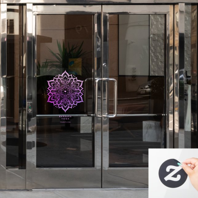 Yoga Instructor Purple Mandala Wellness  Window Cling (Office Door)