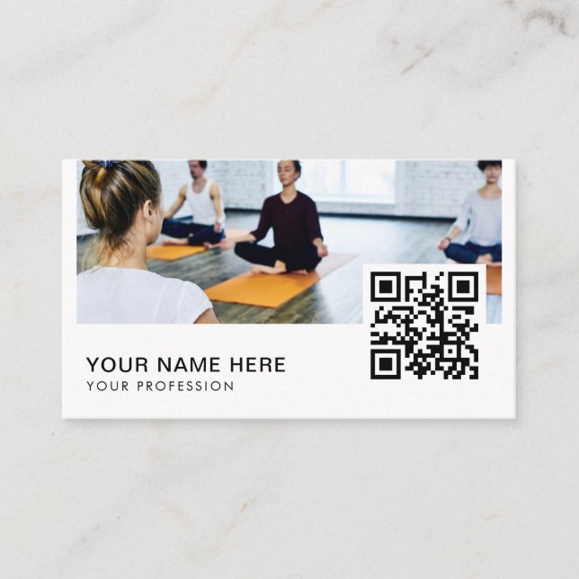 Yoga Instructor QR Code  Business Card (Front)