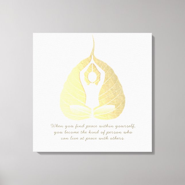 Yoga Instructor Quote Meditation Pose Bodhi Leaf C Canvas Print (Front)