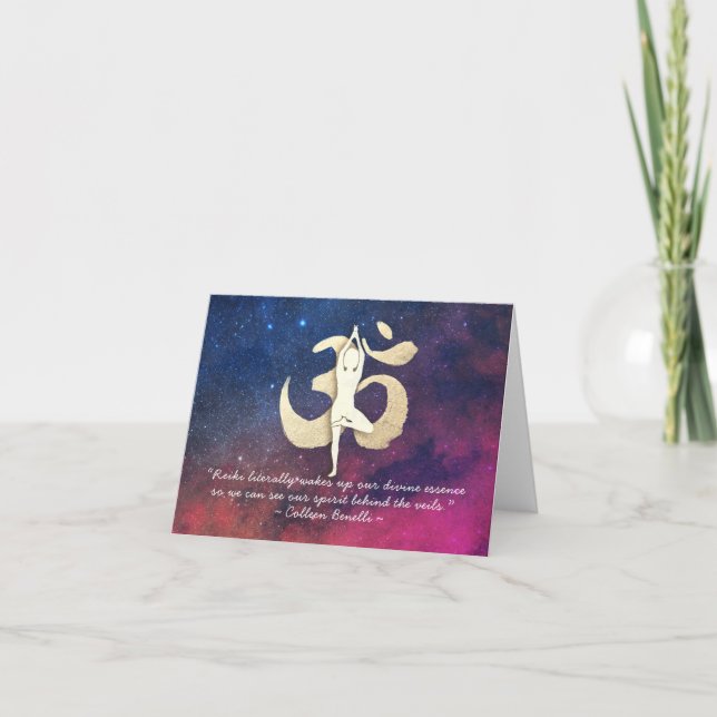 YOGA Instructor Quote Tree Pose OM Symbol Galaxy Card (Front)