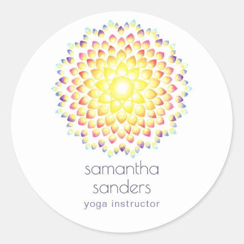 Yoga Instructor Rainbow Colorful Mandala  Classic Round Sticker
