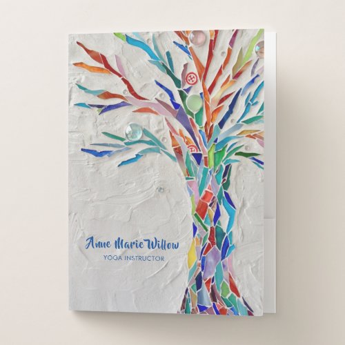 Yoga Instructor Rainbow Tree Pocket Folder