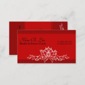 Yoga Instructor Red Asian Hand Drawing  Lotus Business Card (Front/Back)