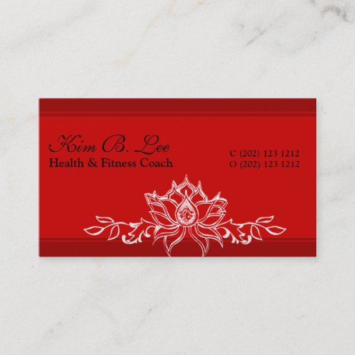 Customizable Eastern Modern Red Asian Sacred Lotus Garden Business Card Template