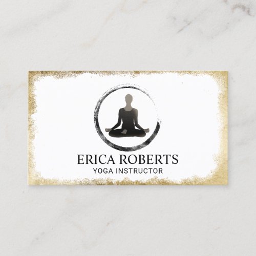 Yoga Instructor Reiki Zen Circle Gold Framed Business Card