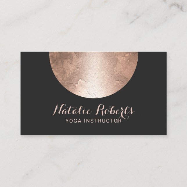Yoga Instructor Rose Gold Circle Spa Energy Business Card (Front)
