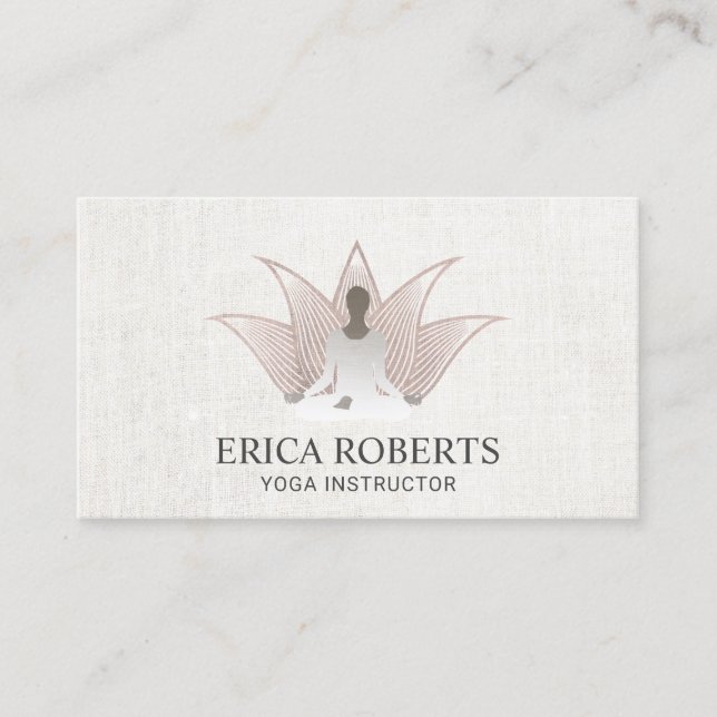 Yoga Instructor Rose Gold Lotus Reiki Spa Business Card (Front)