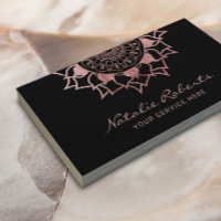 Yoga Instructor Rose Gold Mandala Flower Business Card