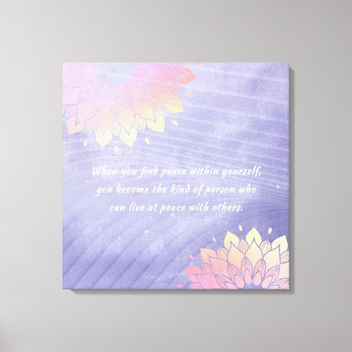 Yoga Instructor Rose Gold Mandala Quotes Canvas Print