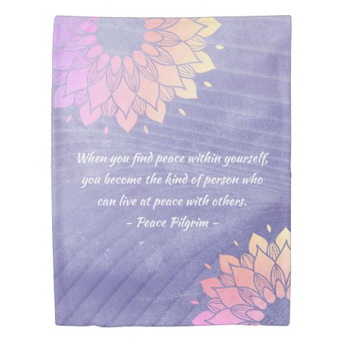 Yoga Instructor Rose Gold Mandala Quotes Duvet Cover