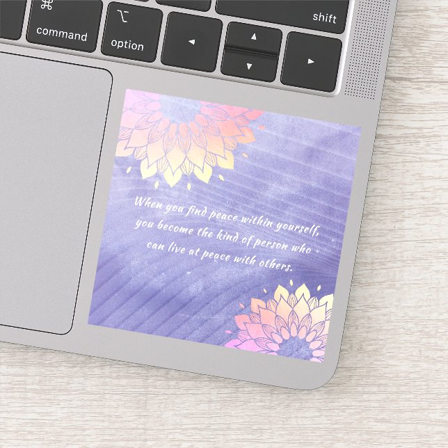 Yoga Instructor Rose Gold Mandala Quotes Sticker (Detail)