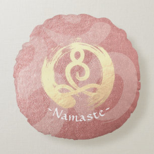Yoga Instructor Rose Gold Meditation Pose ZEN OM Round Pillow