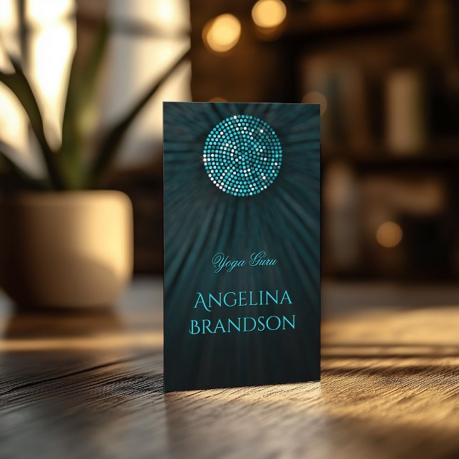 Yoga Instructor Shimmering Circle Business Card (Perfect for business)