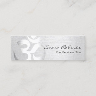 Yoga Instructor Silver Om Symbol Mini Business Card